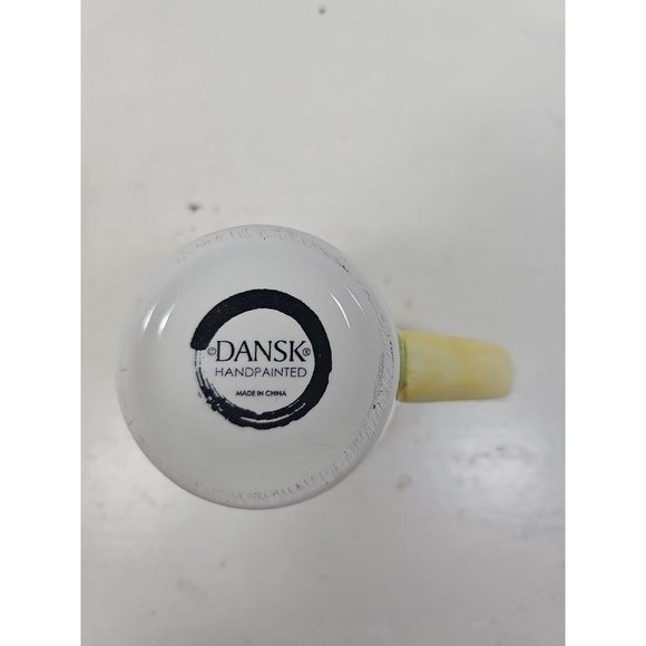 Dansk 10 oz Hand Painted Mug Lemon Zest Striped Ceramic Coffee Tea - Picture 4 of 4